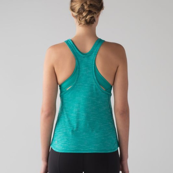 lululemon athletica Tops - Lululemon Glide and Stride Tank Heathered Viridian Green Viridian Green Sz6
